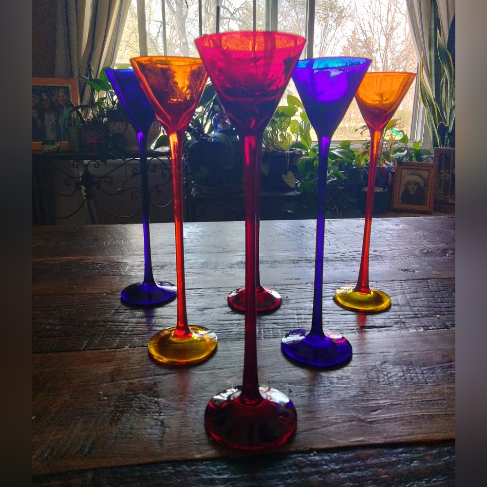 Vintage Long Stem Blown Glass Cordial Glasses
